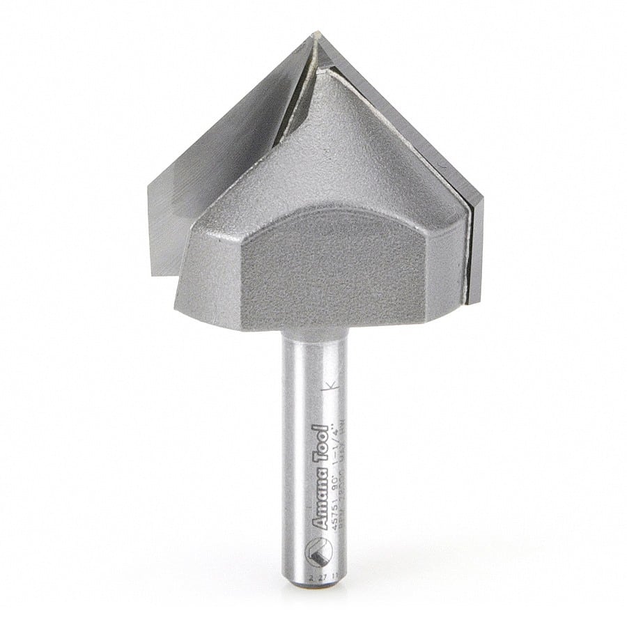 1/4 Inch Shank CNC. Carbide Tipped 4-Piece 90 Degree V Groove Router Bits