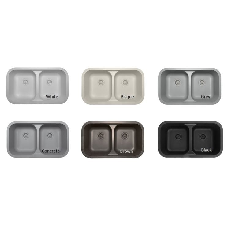 These are the 6 colors of Karran Quartz Sinks that come on the sample chain